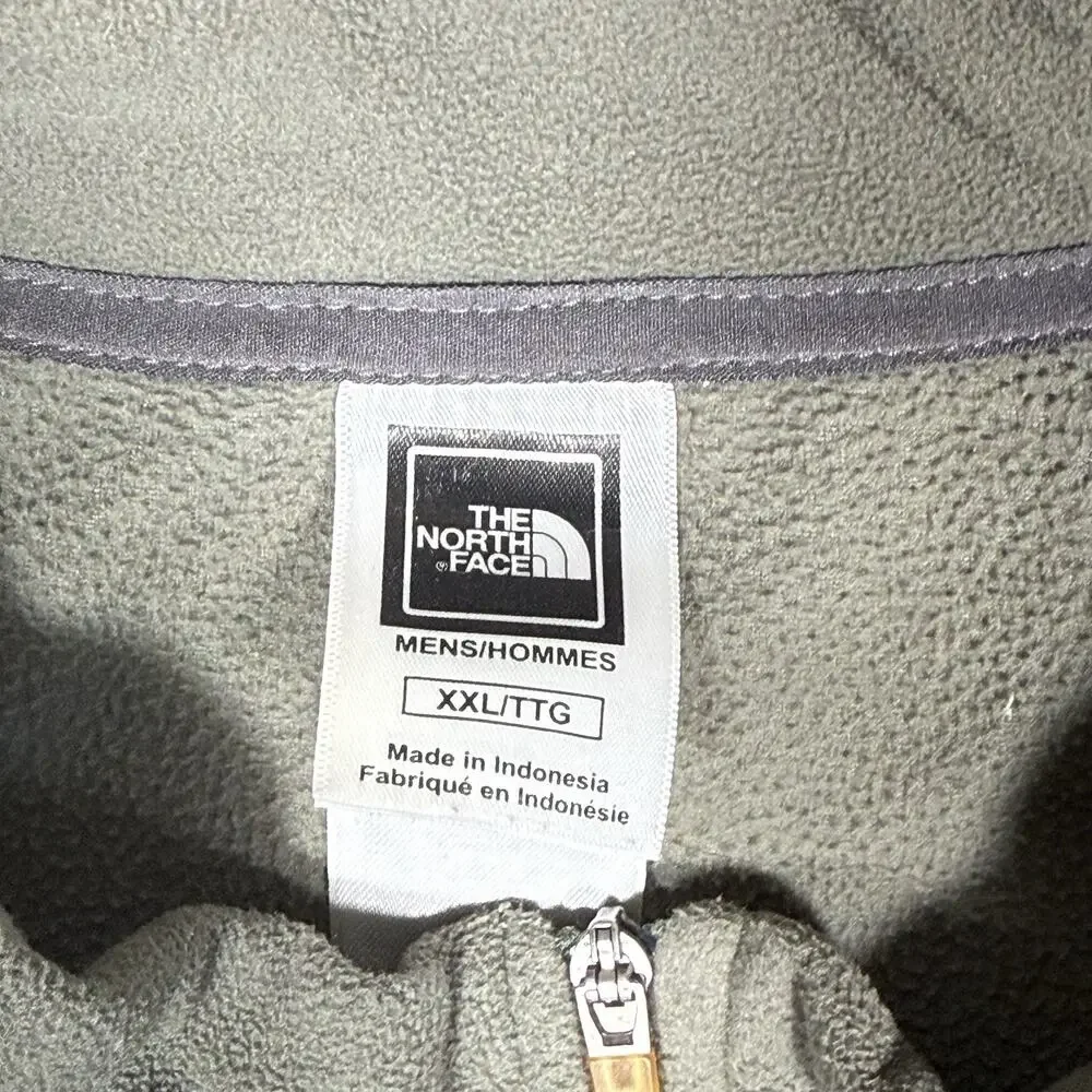 The North Face TKA 100 Fleece Mens 2XL Quarter Zip Olive Gray